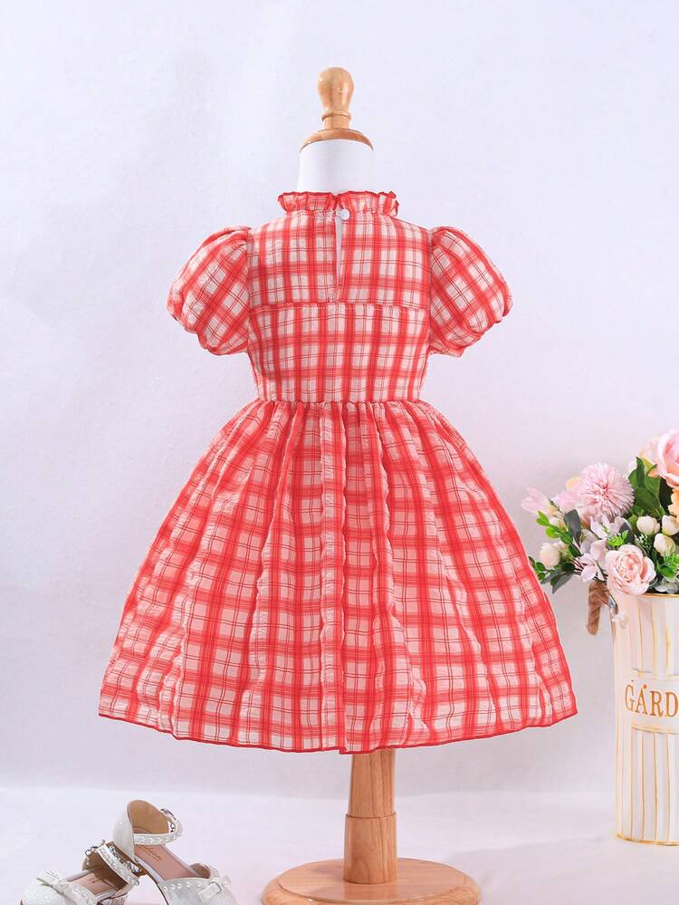 Little Girls' Sweet & Cute Plaid Dress