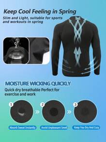 Camiseta deportiva de manga raglán estilo novio para hombre, Camiseta básica estilo novio para hombre, Top de compresión estilo novio para hombre - Negro - Ver 7