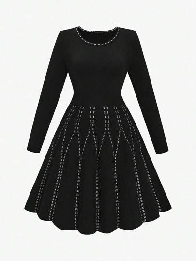 SHEIN Clasi Plus Scallop Hem Sweater Dress, For Winter Fall Cloth For Women Autumn