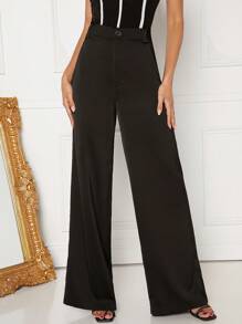 Hauture High Waist Contrast Mesh Wide Leg Pants - Black and White - View 6
