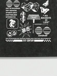 ROMWE MEN Street Life Men's Slogan Print Short Sleeve T-Shirt, Suitable For Daily Wear In Spring And Summer, School