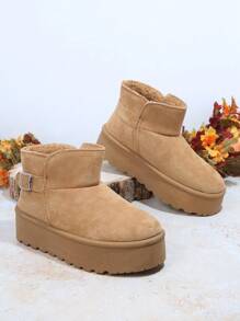 SHUZIA 女士多功能仿麂皮套穿式厚底踝靴，适合温暖的夏季、春季、春假、复活节和圣诞节穿着。 - 駝色 - 查看 2