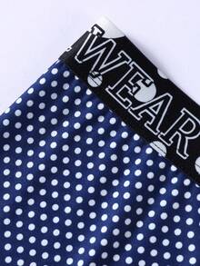 6 cái/bộ Nam Chấm bi & In thư Dây vải Võ sĩ Quần lót tam giác - Nhiều màu - Xem 6