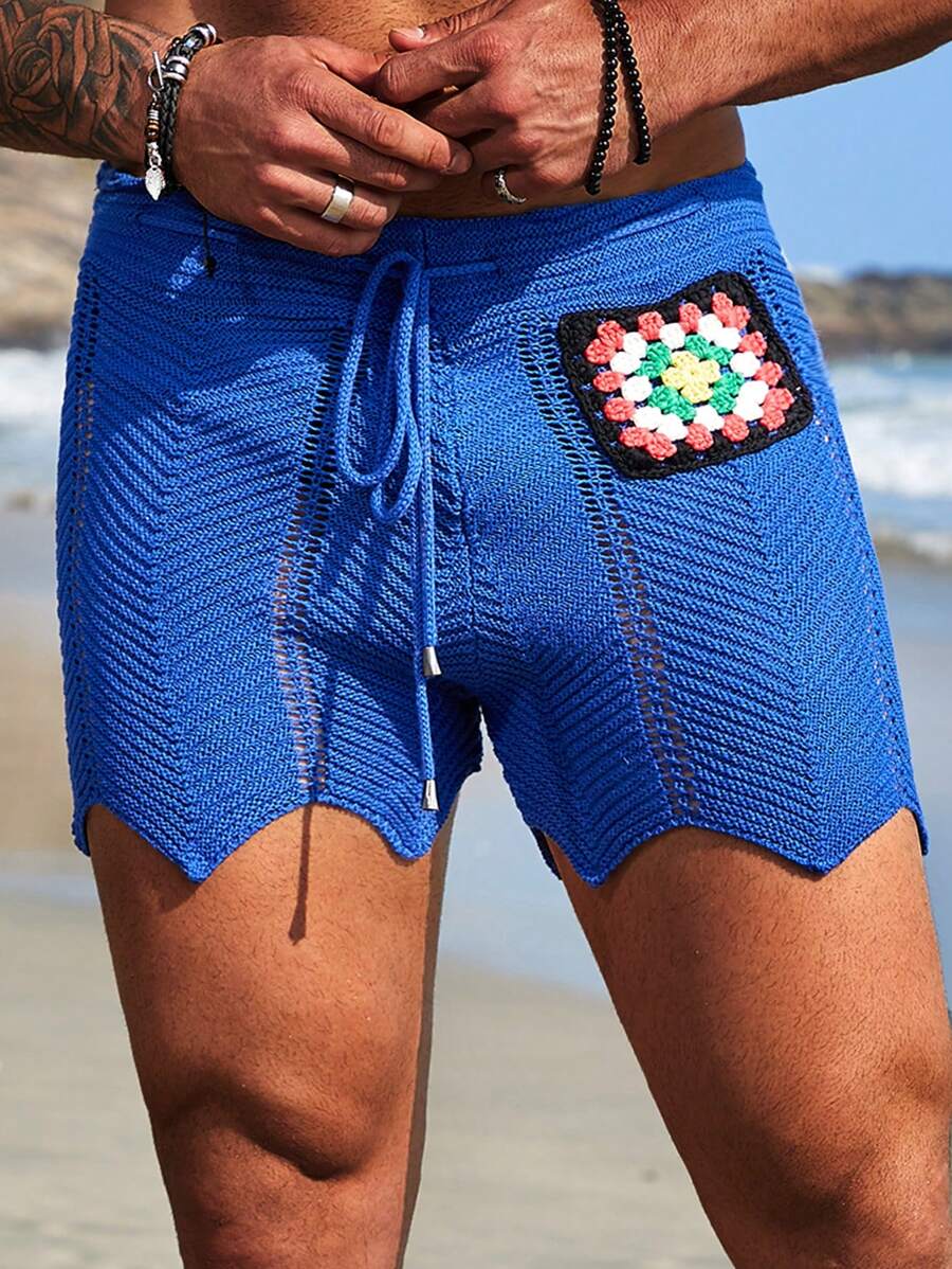 Manfinity RSRT Men's Sweater Shorts Crochet Knitted Shorts With Crochet Details SHEIN UK