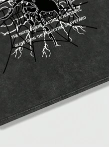 ROMWE MEN Goth Men's Slogan Printed Drop Shoulder Short Sleeve T-shirt - Black - View 3