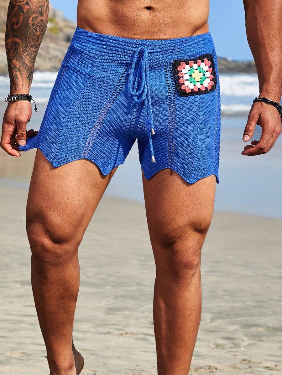 Manfinity RSRT Men's Sweater Shorts Crochet Knitted Shorts With Crochet Details SHEIN UK