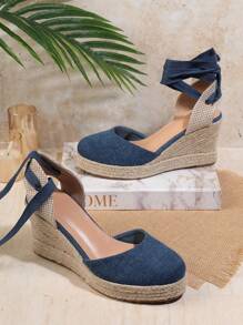 SHUZIA Women's Fashion Blue Wedge Heel Thick-Soled Shoes - Blue - View 2