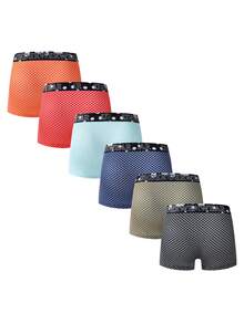 6 cái/bộ Nam Chấm bi & In thư Dây vải Võ sĩ Quần lót tam giác - Nhiều màu - Xem 2