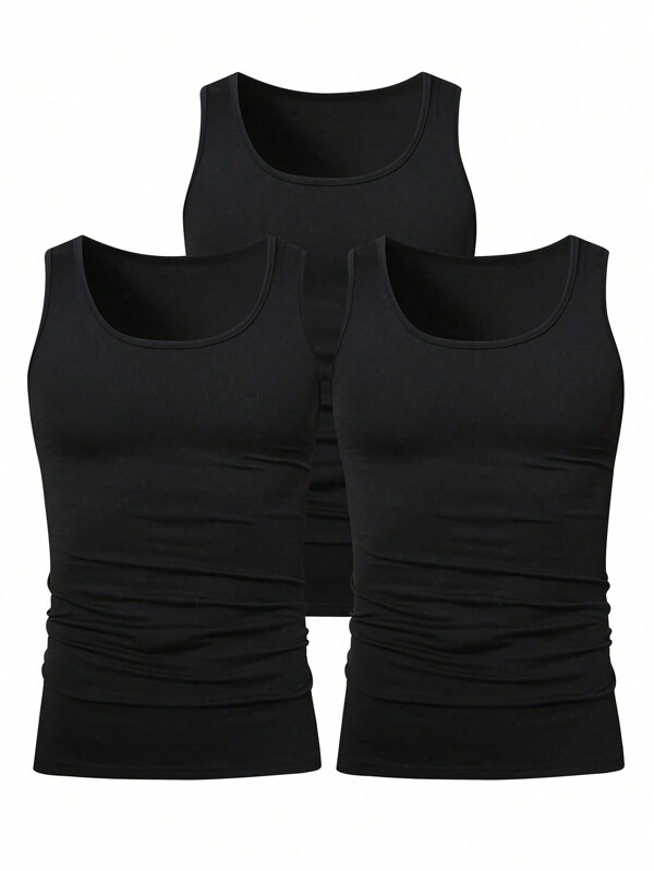 Manfinity Homme Men's Solid Color Tank Tops, Multiple Pieces