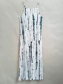 Tie Dye Printed Spaghetti Strap Dress - White - View 2