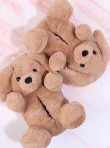 SHUZIA 女式可愛動物造型棕色室內拖鞋