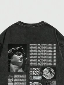 Street Life 男式短袖图案圆领 T 恤，学校 - 黑色 - 查看 4