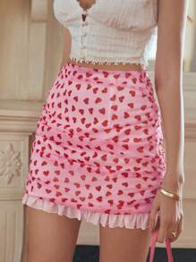 Aveloria Women's Fashionable Random Printed Lace Trim Skirt - Multicolor - View 3