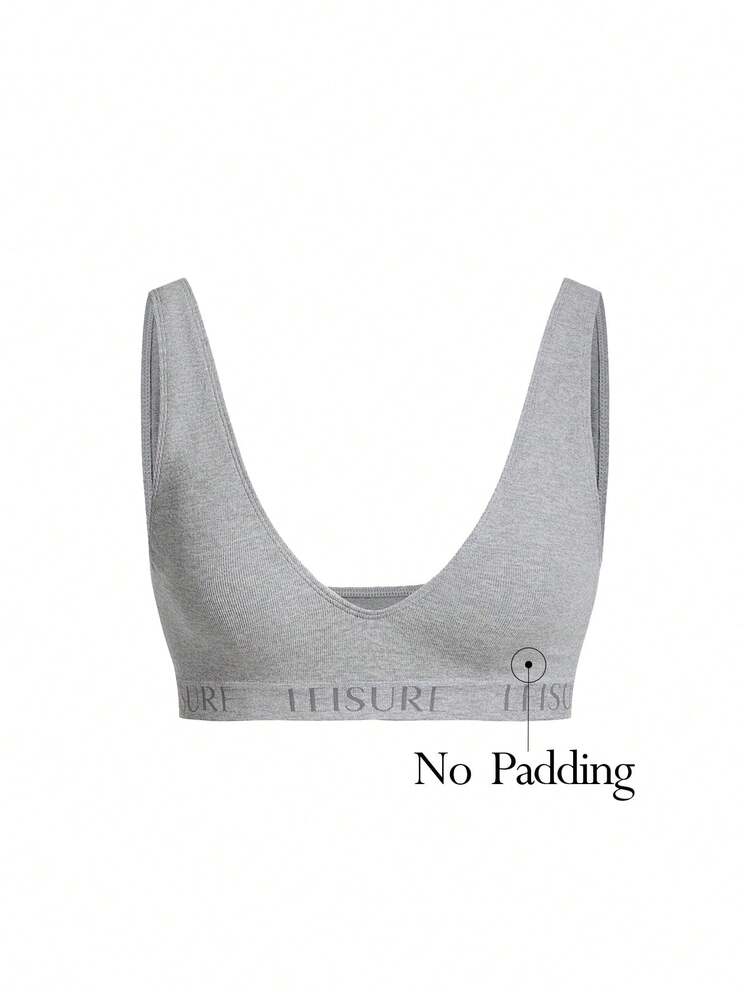 Leisure Women's Seamless Vest Bra Top With Letter Detail Straps Lingerie