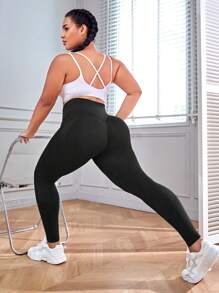 Easithlete Plus Size Wide Waistband Sports Leggings Yoga Women Pants