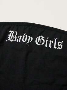 SHEIN ICON Của phụ nữ Kích thước lớn Quây Đầm Với Chữ cái In - màu đen - Xem 3