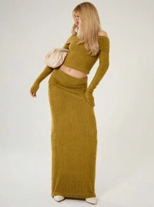 MUSERA Women's Solid Color Ribbed Knit Skirt Elegant Summer Sexy Party - Mint Green - View 2