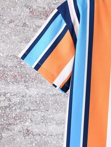 SHEIN Cậu bé Tween Đầy màu sắc Sọc dọc Mẫu Áo sơ mi - Nhiều màu - Xem 4