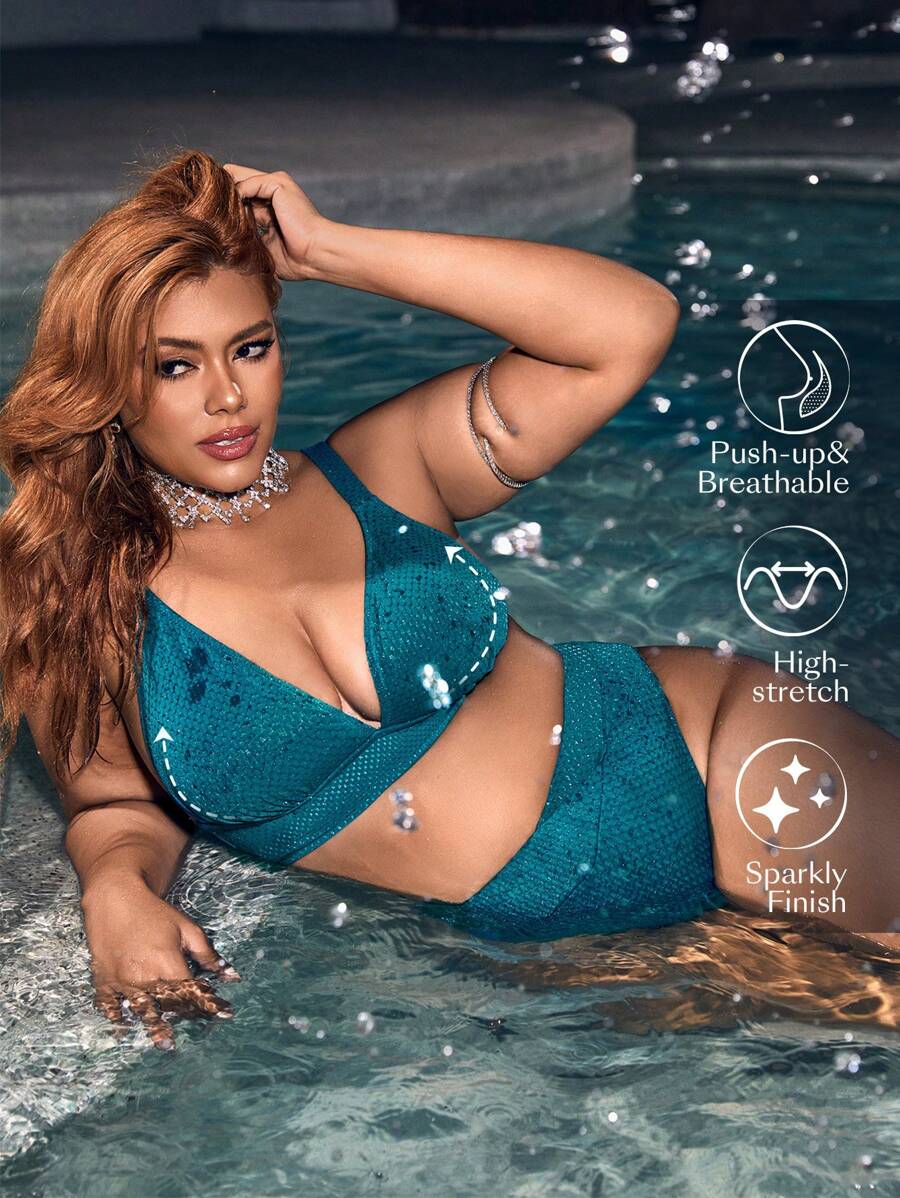 Swim SXY Plus Size Bikini Set Carnival Summer Beach - Army Green - View 1