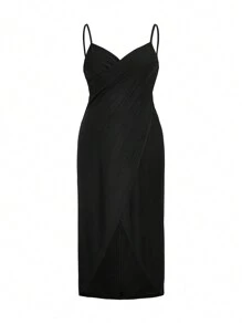 SHEIN VCAY Plus Size Summer Two Pieces Outfits Two Pieces Beach Set Black Dress Long Summer Dress - Multicolor - View 4