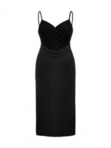 SHEIN VCAY Plus Size Summer Two Pieces Outfits Two Pieces Beach Set Black Dress Long Summer Dress - Multicolor - View 2