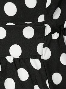 SHEIN Clasi 大尺碼波點無袖連衣裙,鑽石領口設計 - 黑與白 - 查看 5