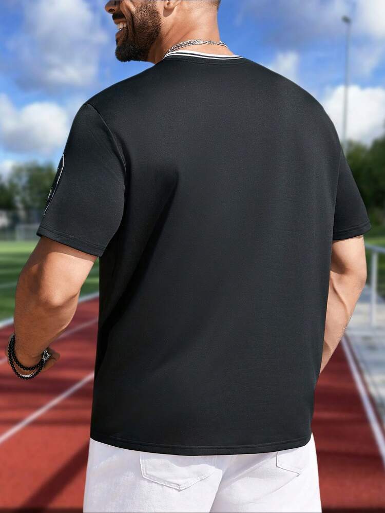 Men Plus Sports College Style T-Shirt