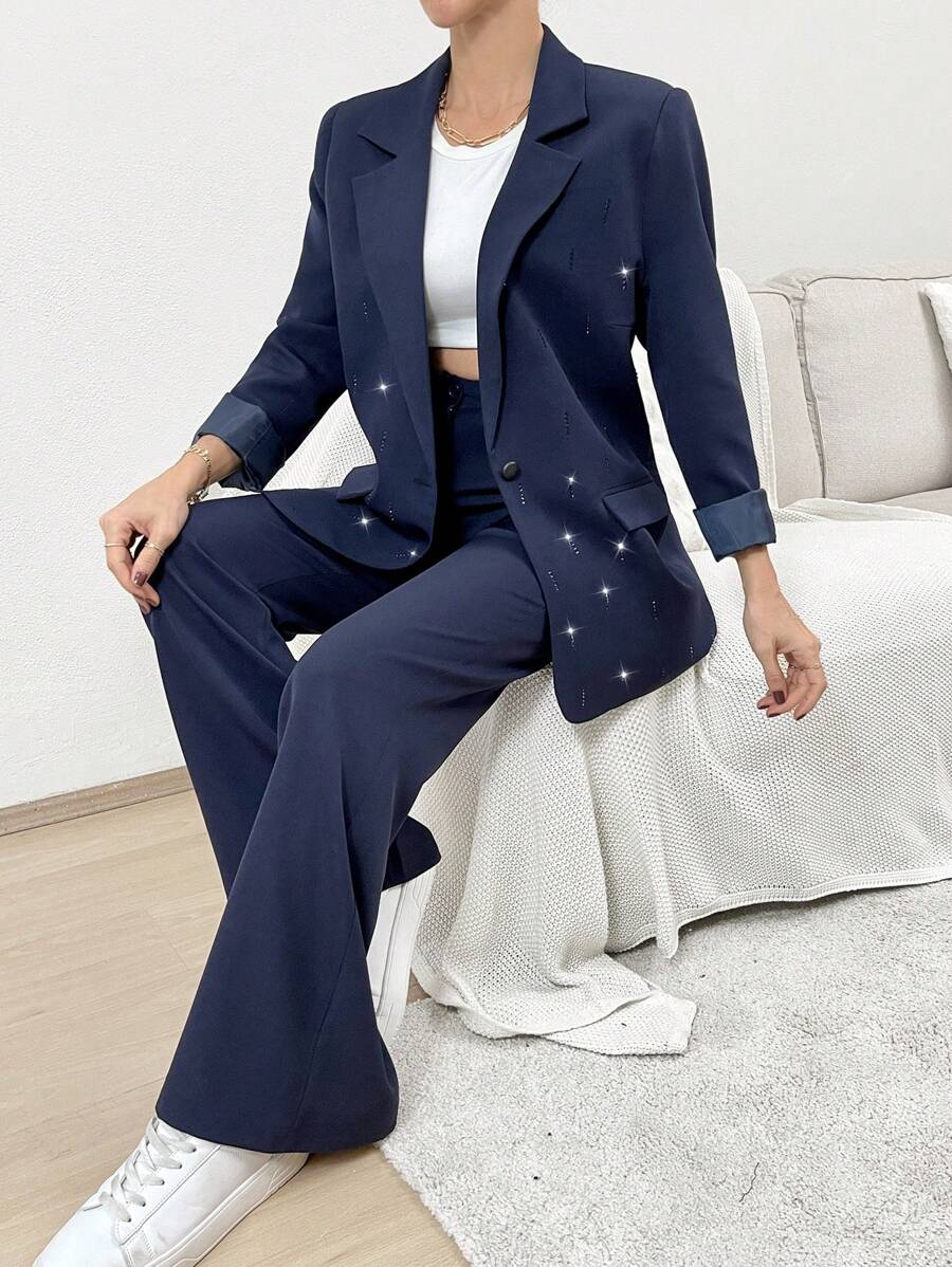 RueChic Women's Glittery Versatile Fashionable Suit - Black - View 1