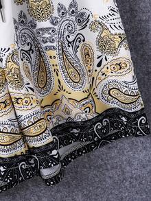 男士印花拼接短袖襯衫+休閒短褲家庭裝配套（4件分別出售） - 白色 - 查看 4