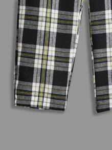 SHEIN Young Boys' Preppy Style Shirt And Plaid Pants Set