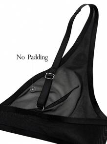 Ocili Lưới tương phản Bralettes Đồ lót - màu đen - Xem 2