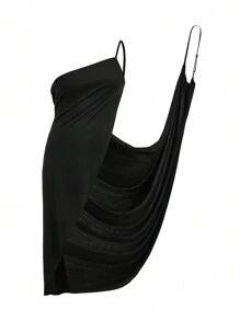 SHEIN VCAY Plus Size Summer Two Pieces Outfits Two Pieces Beach Set Black Dress Long Summer Dress - Multicolor - View 3