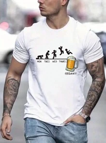 Manfinity Dauomo 男士有趣印花短袖t恤