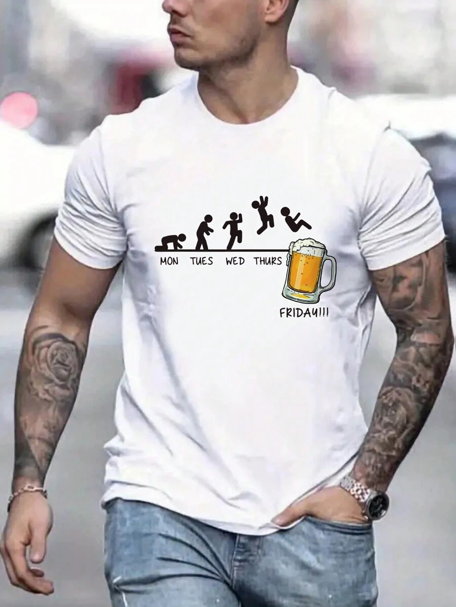 Manfinity Dauomo 男士有趣印花短袖t恤