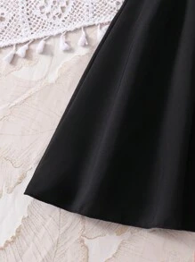 SHEIN 2 Piezas/set Chaqueta De Malla Elegante Y Vestido De Cuello En V Para Niñas Adolescentes