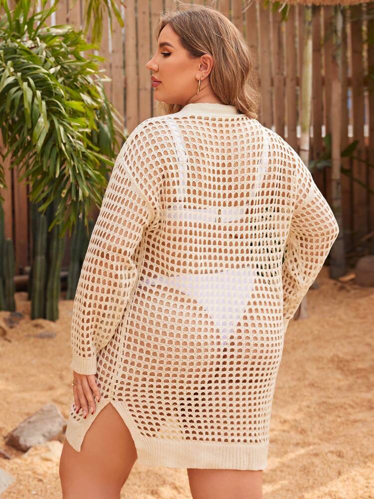 Women's Plus Size Hollow Out Cover Up For Summer Beach Vacation