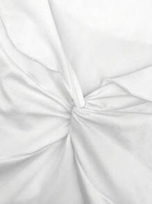 SHEIN Unity 女士純色扭結前、荷葉邊t恤 - 白色 - 查看 5