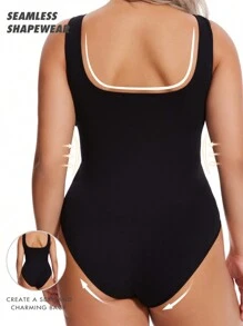Body Ceñidor De Cintura Sin Costuras De Talla Grande Para Mujer Con Camiseta Sin Mangas Y Pantalones Triangulares