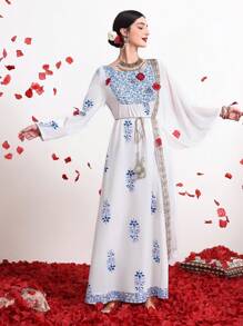 Divindia Vestido bohemio estampado para mujer