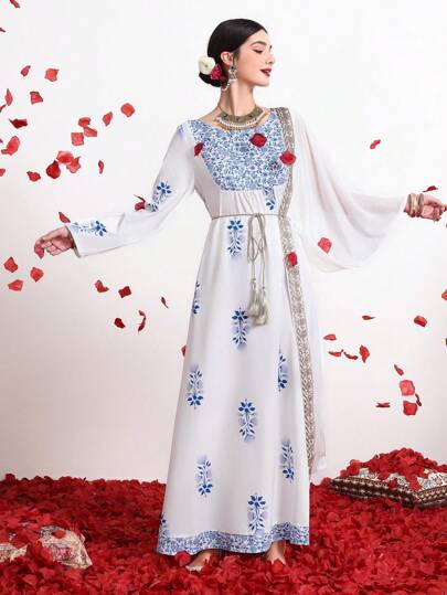 Divindia Women's Printed Bohemian Style Dress