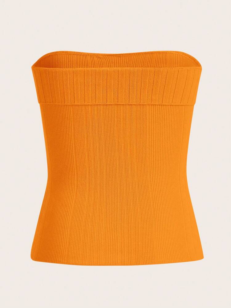 Women's Knitted Bandeau Top With Straps
