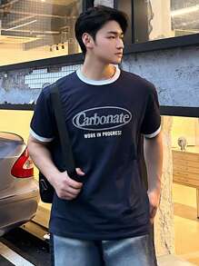DAZY Camiseta de manga corta con estampado de letras para hombres, vuelta al colegio en verano, camisetas gráficas
