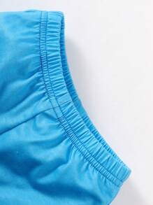 SHEIN Playful Pals Bộ đồ hai mảnh cổ tròn sọc bé trai & quần short cho mùa xuân hè - Màu xanh lam - Xem 7