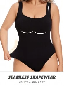 Body Ceñidor De Cintura Sin Costuras De Talla Grande Para Mujer Con Camiseta Sin Mangas Y Pantalones Triangulares