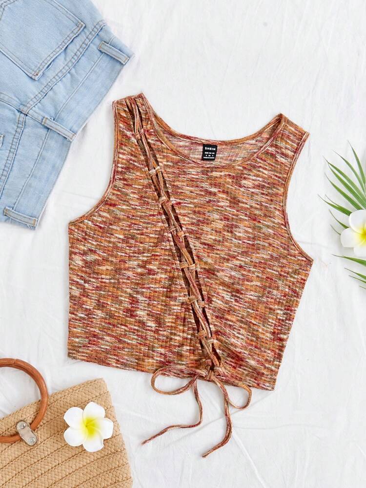 Women's Beach Holiday Leisure Tie Dye Cross Strap Tank Top