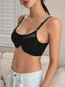 DAZY Sexy See-Through Mesh Bra With Underwire Support And Push-Up Design (No Padding) - Black - View 1