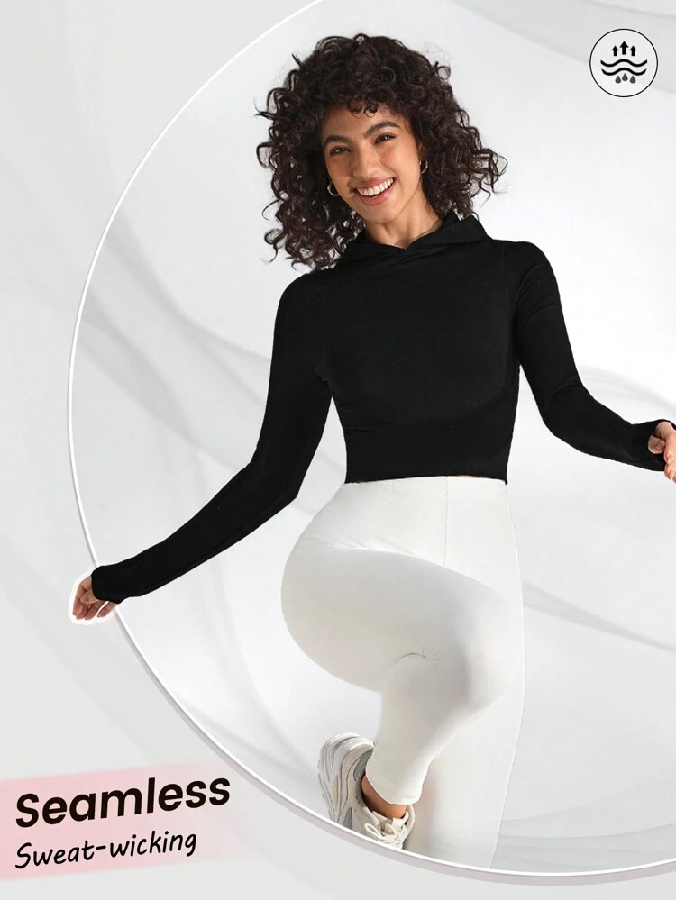 Women's Solid Color Hooded Yoga Sports Sweatshirt