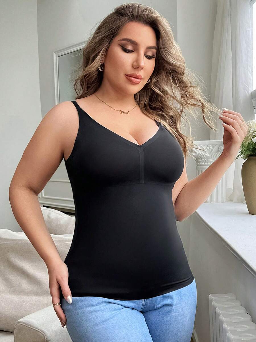Plus Size Women's Shapewear Camisole With Tummy Control And Adjustable