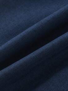 SHEIN 男童條紋刺繡衬衫,織帶細節 - 藏蓝色 - 查看 5