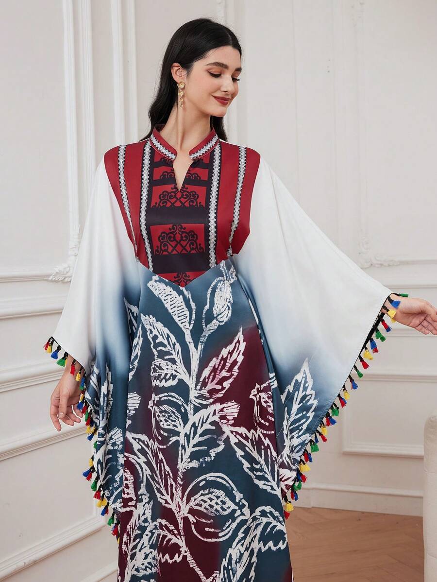 Al Najma Của phụ nữ In Vá lại Trang trí rìa tay cánh Đầm - Nhiều màu - Xem 1